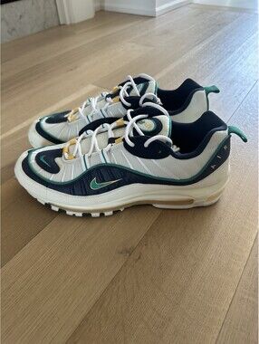 Nike Air Max 98 ‘Mighty Ducks’ Men’s Size 13 White/ Midnight Navy/ Neptune Green